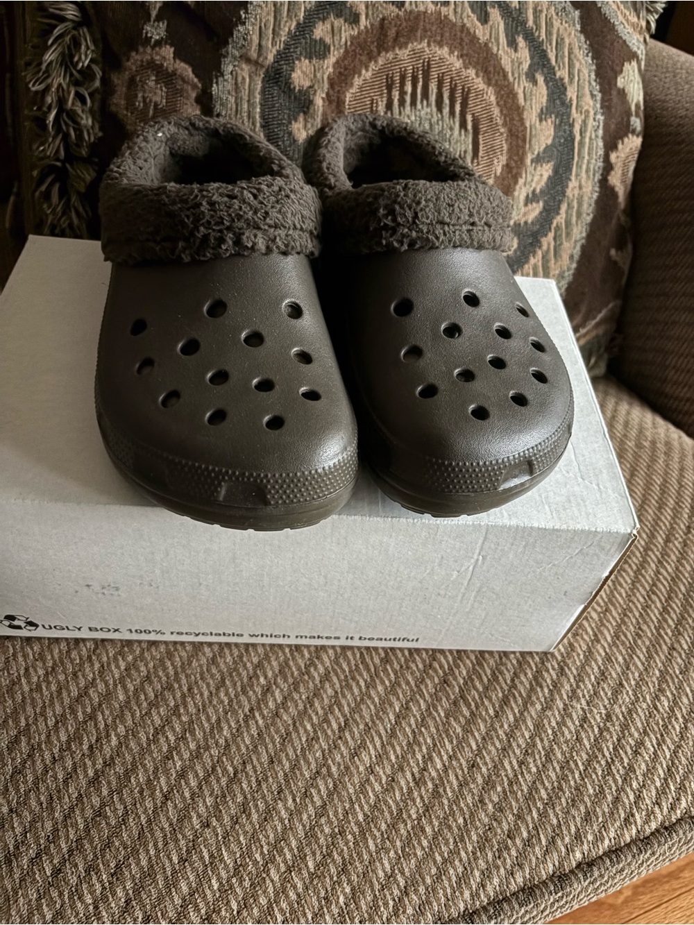 Womens Cozy Slip-On Clog in Dark Brown